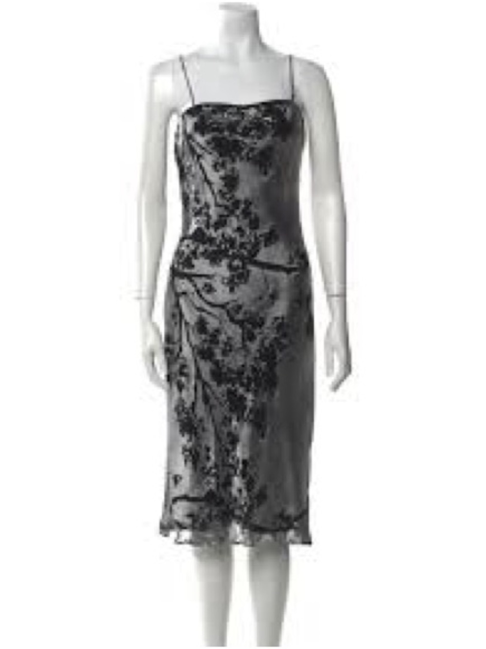 Arden B Black Floral Velvet Slip Midi Dress